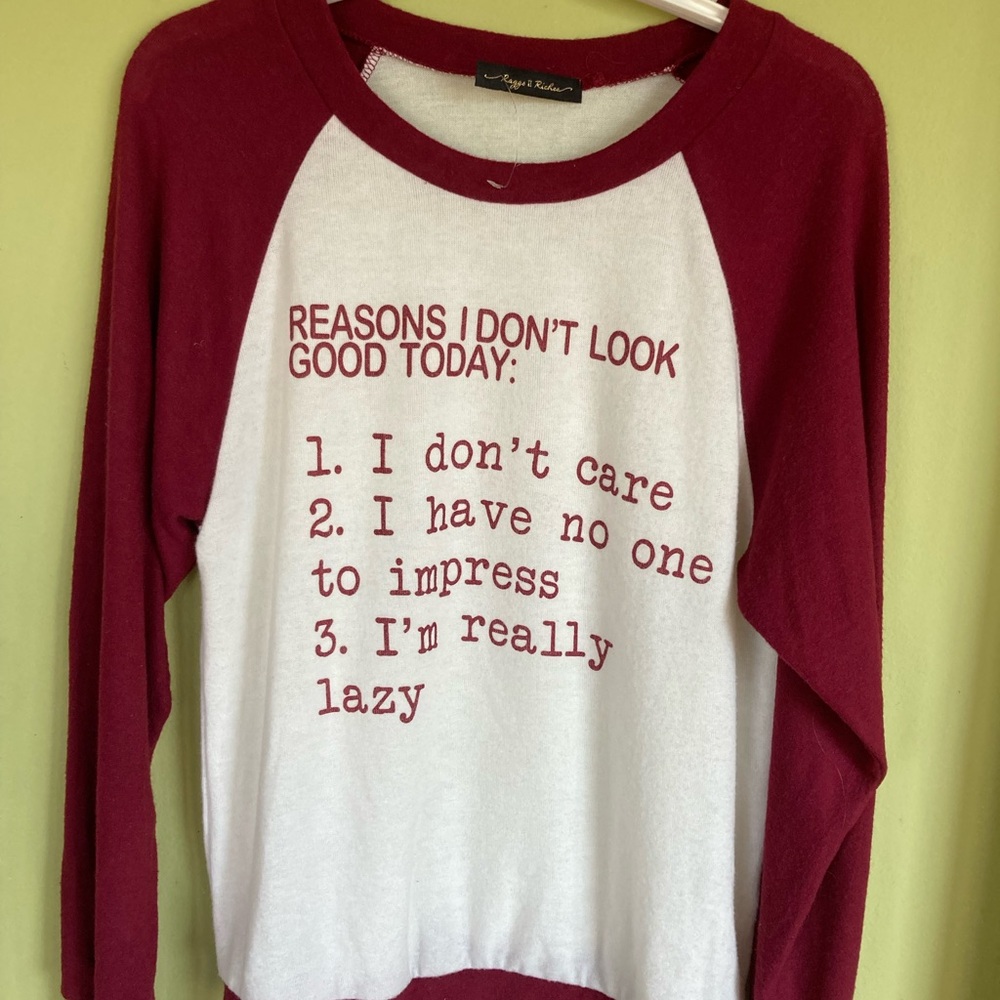 Burgundy and Ivory Graphic Junior Top
